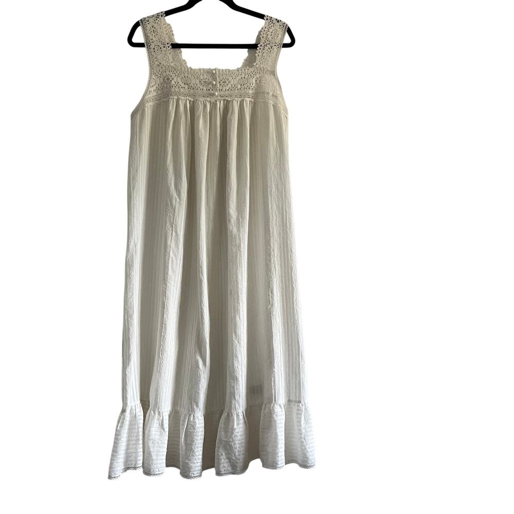 Vintage Willow Creek White Lace Cotton Nightgown Cottagecore USA M (Est) EUC